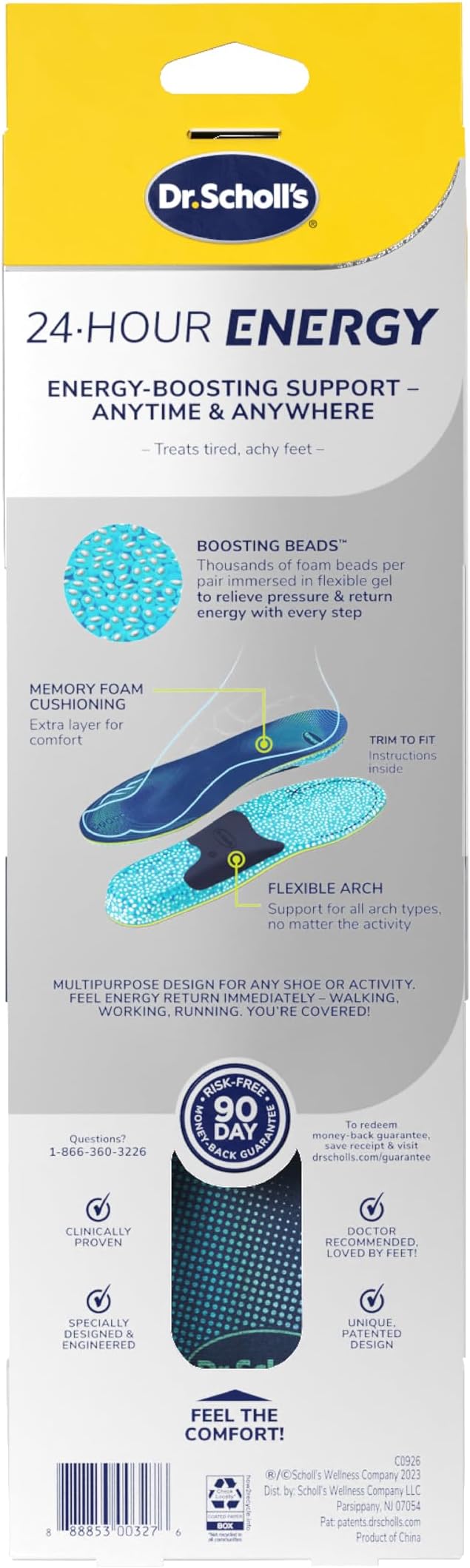 Dr. Scholl's 24-Hour Energy Multipurpose Insoles, 8-14, 1 1 Pair