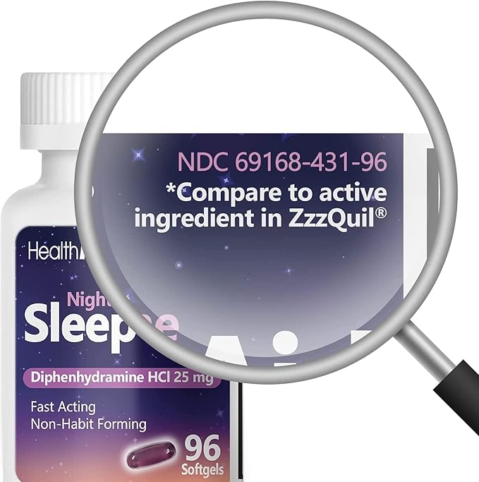 HealthA2Z Sleep Aid, Diphenhydramine HCl 25mg (72 Softgels)