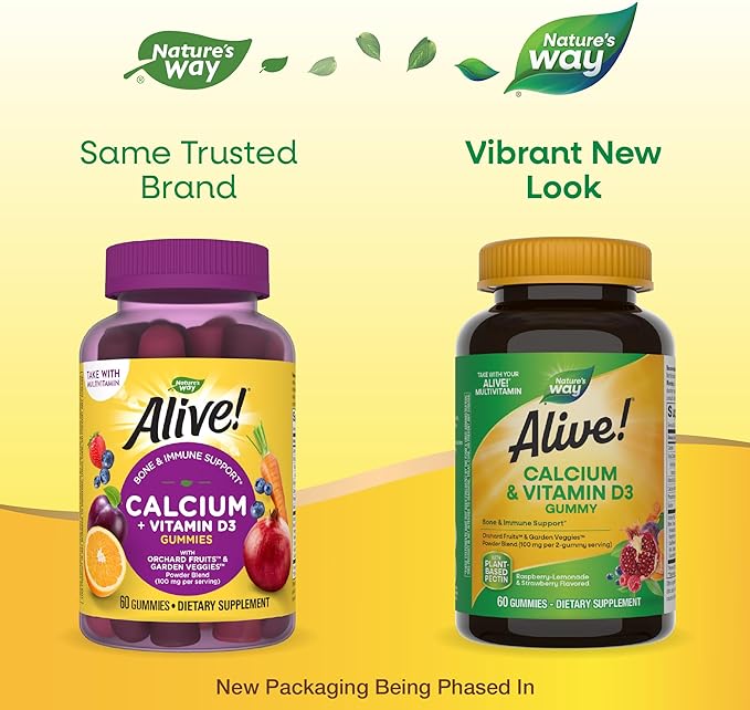 Nature's Way Alive! Daily Calcium & D3 Gummies, 60 Gummies