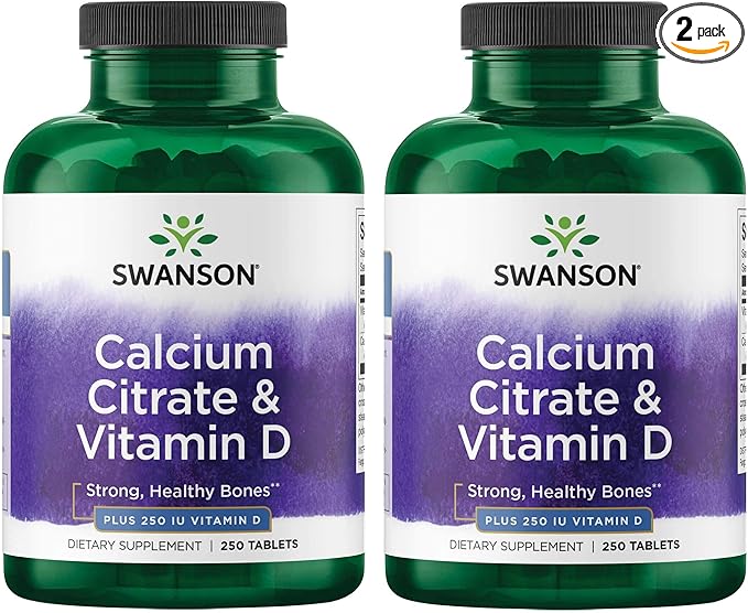 Swanson Calcium Citrate & Vitamin D3 250 Tabs 2 Pack