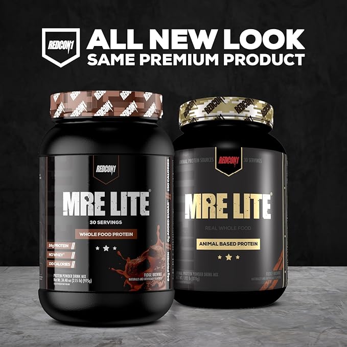REDCON1 MRE Lite Whole Food Protein Powder, Chocolate - Low Carb & Whey Free Meal Replacement with Animal Protein Blends - Easy to Digest Supplement Made with MCT Oils (20 Servings)