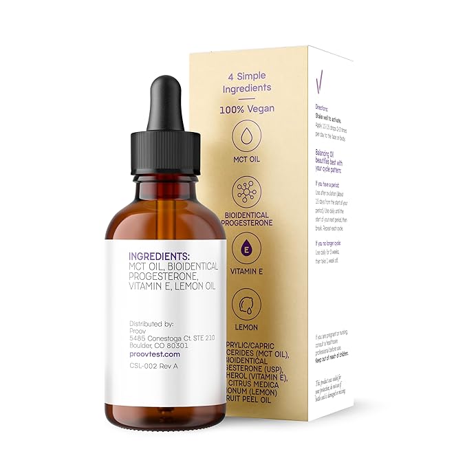 Proov Balancing Oil for Face and Body with 2500 mg bio-identical USP Natural Progesterone, MCT Oil and Vitamin E Oil (and Lemon Oil) l Dry Skin & Menopause Support for Women | 1 Fluid oz/30mL
