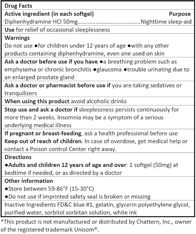 Sleep Aid, Diphenhydramine HCl 50mg, 440 Softgels