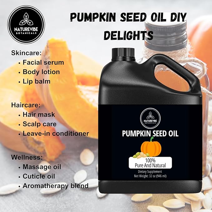 Naturevibe Botanicals Pumpkin Seed Oil 32 Ounces 100% Pure