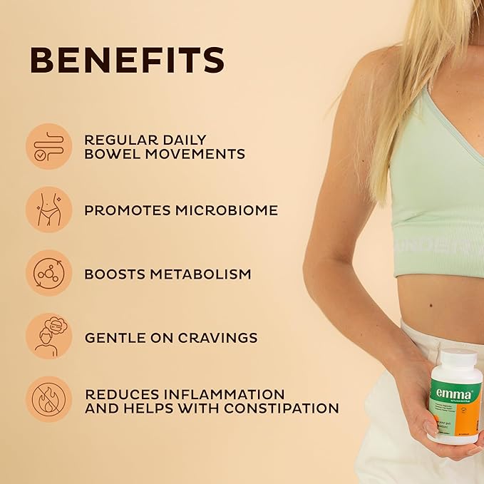 Emma Gut Health Doctors Endorsed Supplement - 60 Capsules - Relief from Gas and Bloating, Repairs Leaky Gut with Magnesium, Berberine, Vitamin D, Quercetin & More - Gut Health & Colon Cleanse Formula