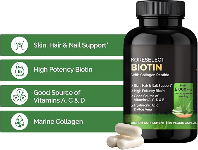 Biotin Collagen Capsules 5000mg, with B7 60 Capsules