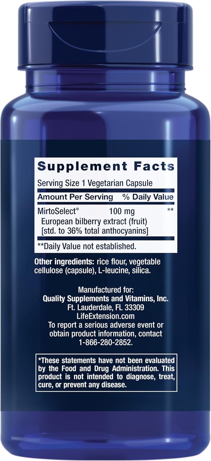 Life Extension Standardized European Bilberry Extract 100 mg 90 Capsules