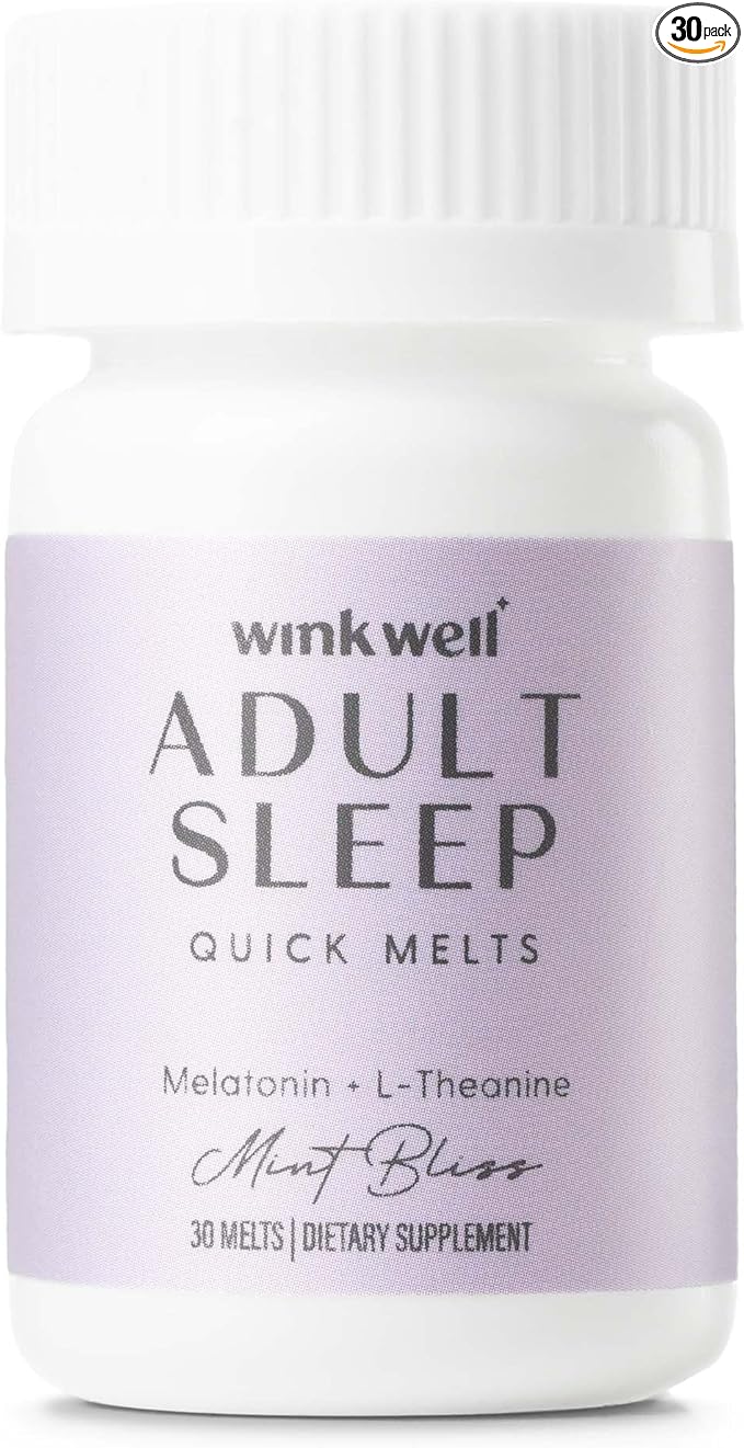 Wink Well 3 mg Melatonin Sugar Free Sleep Melts for Adults- Nighttime Natural Sleep Aid to Help Increase Sleep, Boost Immune System- Easy Dissolvable Sleep Supplement- 30 Tablets