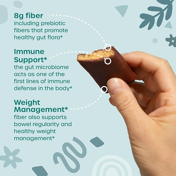 Fx Cocommune Fiber Supplement Bars - 8g Fiber with Prebiotic Fiber for Gut Health, Metabolism and Immune Support* - Vegan with 1g Sugar, 2g Net Carbs - Chocolate + Creamy Coconut (12 Bars)