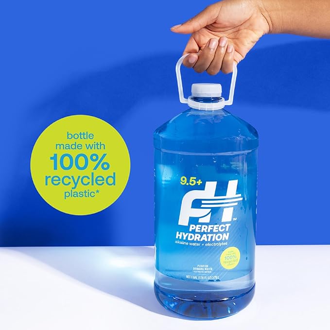 Perfect Hydration 9.5+ pH Alkaline Drinking Water, Electrolyte Minerals for Taste, 1 Gallon (128 fl oz) Jug, Case of 4