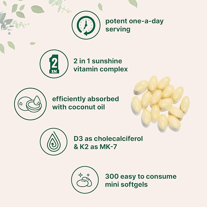 Micro Ingredients Vitamin D3 5000 IU K2 (MK-7) (MK-7) 100 100 mcg, 300 Virgin 2 in 1 Vitamins