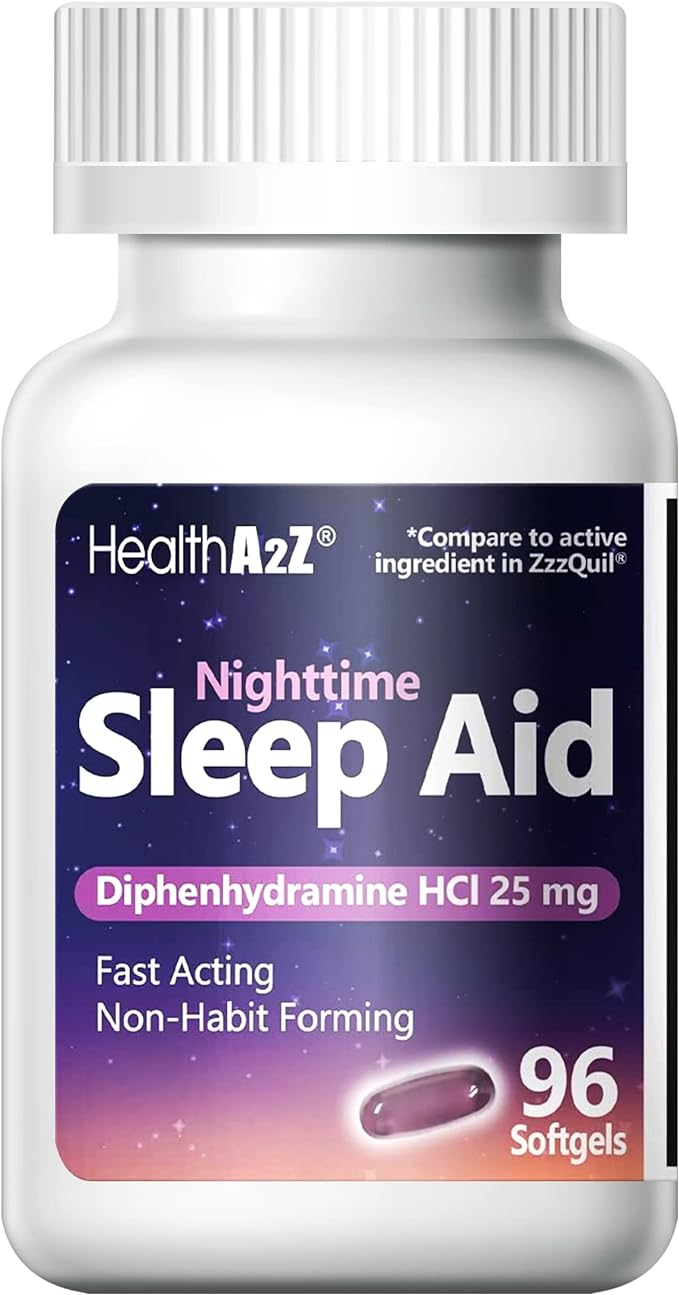 HealthA2Z Sleep Aid, Diphenhydramine HCl 25mg (72 Softgels)