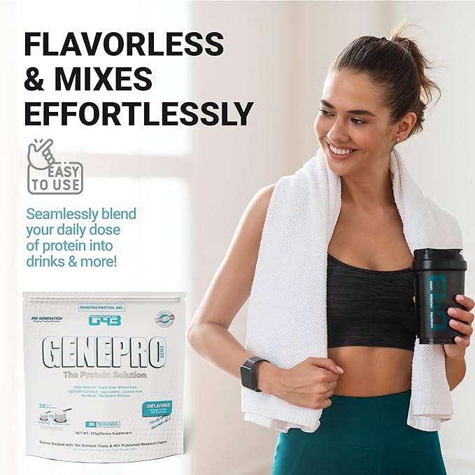 Genepro Unflavored Protein Powder (3rd Generation, 128 Servings)