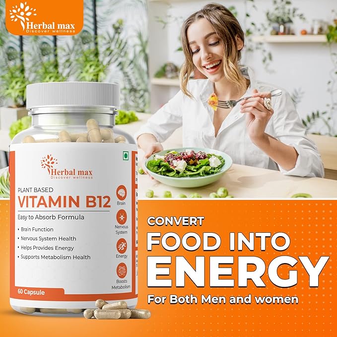 Vitamin B12 (Cobalamin), 60 Capsules B12 Supplement