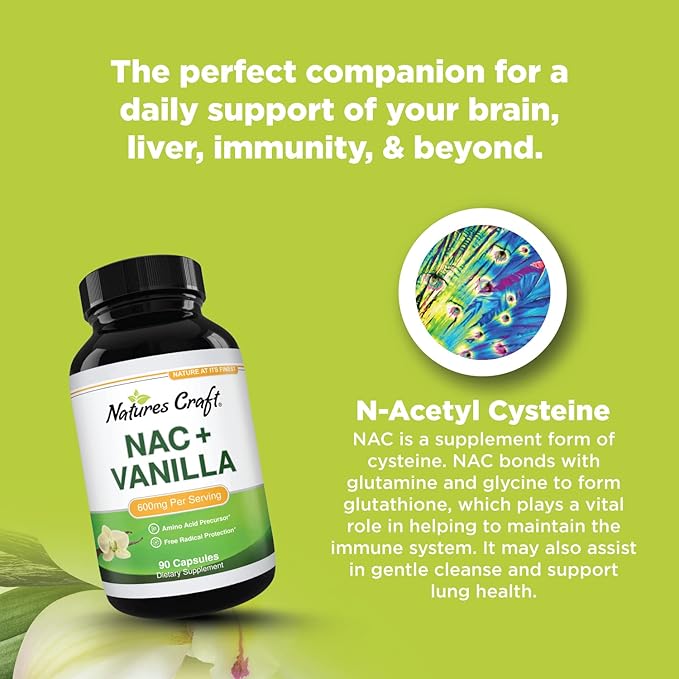 NAC Supplement N-Acetyl Cysteine with Vanilla 600mg Amino