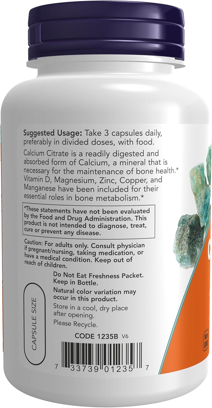 NOW Supplements, Calcium Citrate with Vitamin 120 Veg