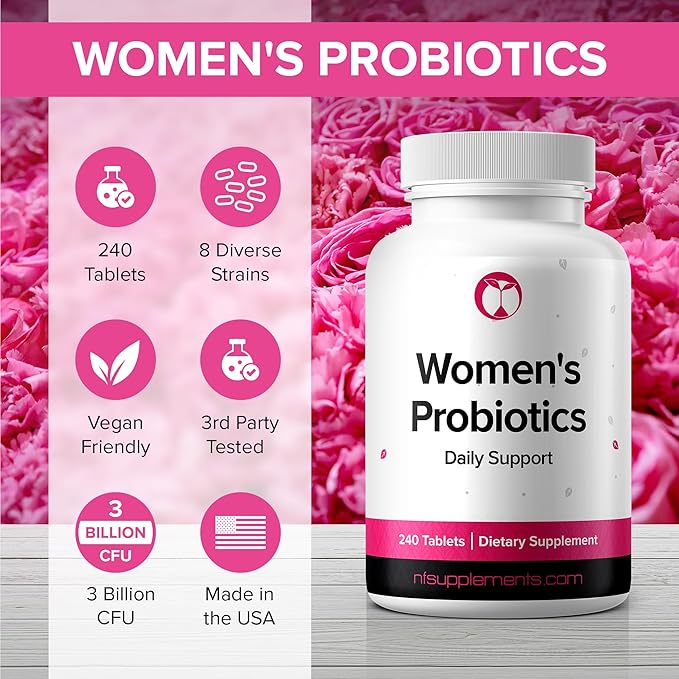 Probiotics for Women 240 Tablets | Supports Vaginal & Digestive Health | Daily Support for Women | 3 Billion CFU | Probiotic Supplement Made in The USA (240, Women's Probiotics)