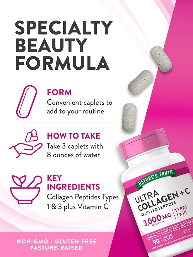 Nature's Truth Collagen Peptides 90 Caplets 1 and 3 with