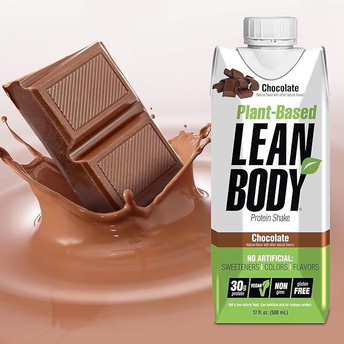 Lean Body Ready-to-Drink, Plant-Based Vegan Chocolate 30g Protein, 12)