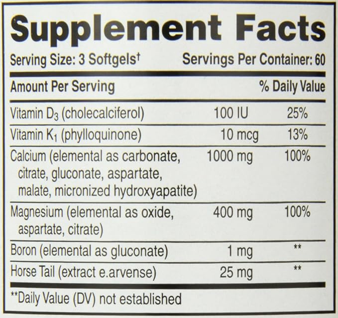 Phyto-Therapy Liquid Calcium with Magnesium Softgels, 1000 mg, 180 Count