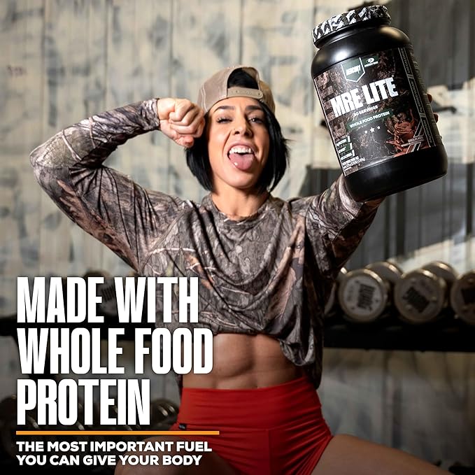 REDCON1 x Mossy Oak MRE Lite Whole Food Protein Powder, Chocolate Moose - Low Carb & Whey Free Meal Replacement with Animal Protein Blends - Easy to Digest Supplement Made with MCT Oils (30 Servings)