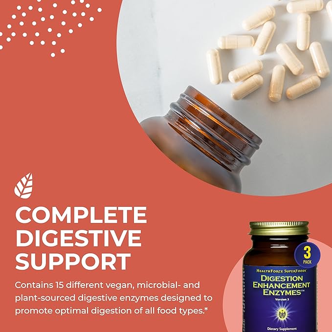 HEALTHFORCE SUPERFOODS Digestion Enhancement Enzymes 120 Vegan 3)