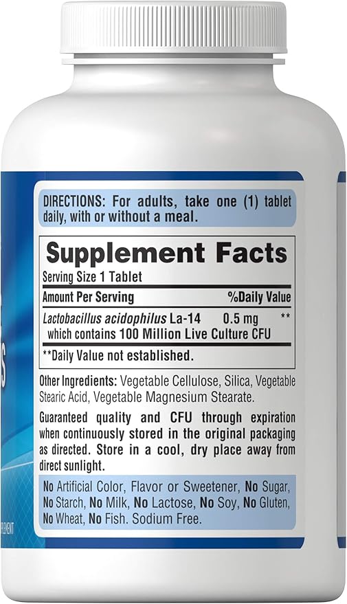 Puritan's Pride Probiotic Supplement, Acidophilus, Capsule, 250 Count(Pack 1)