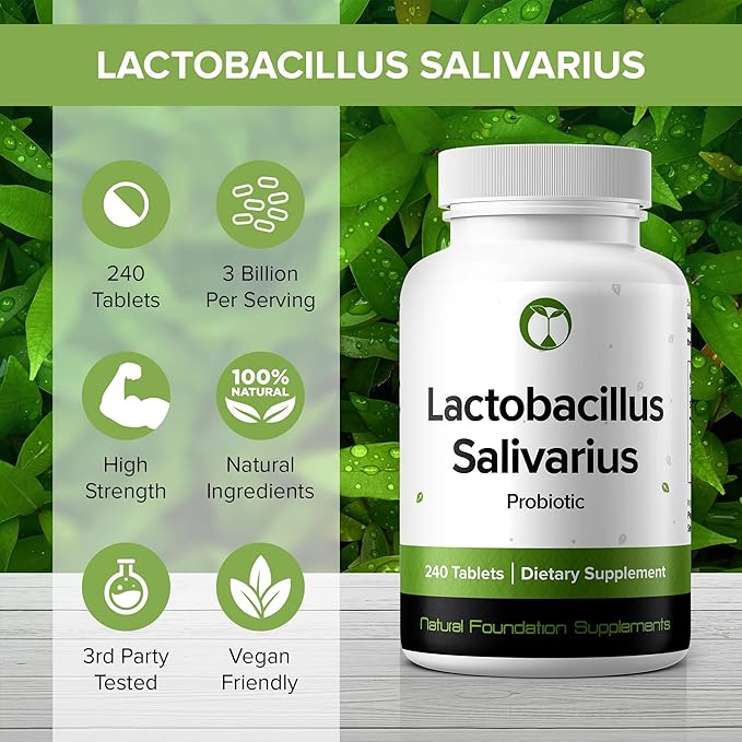 Lactobacillus Salivarius Probiotic Supplement 240 Tablets 3 Billion (240, Lactobacillus