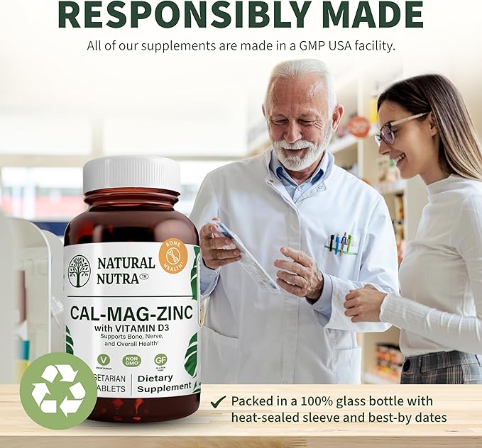 Natural Nutra Calcium Magnesium Zinc Supplement D3 for (100 Count)