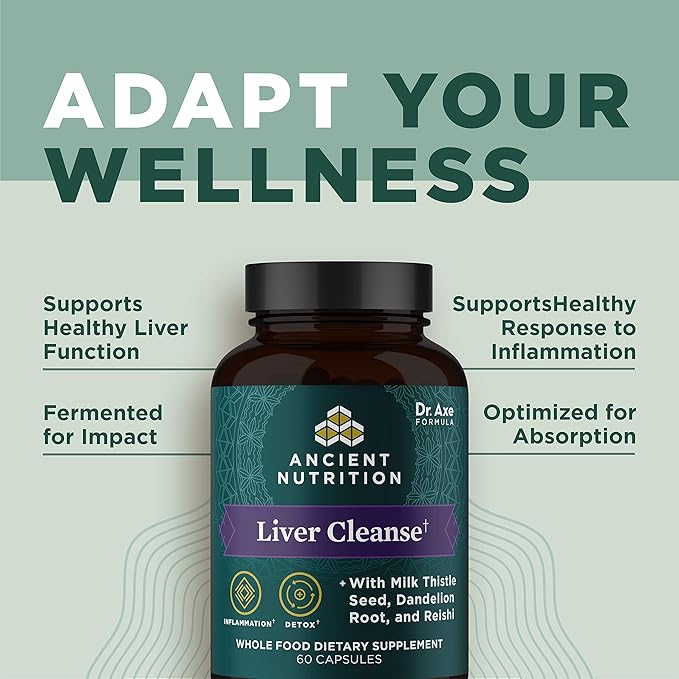 Liver Detox Supplement by Ancient Nutrition, 1300mg, Gluten 60 Count