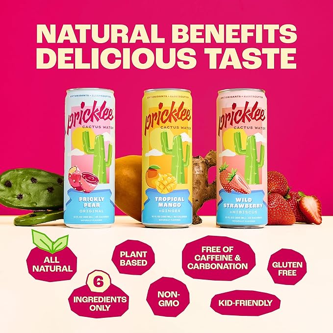 Cactus Water Variety 12 Pack - Made From Prickly Pear - Added Natural Antioxidants & Electrolytes For Hydration, Immunity, & Recovery - 3 Flavors Non-Bubbly, Low-Sugar, No Caffeine & 35 Cals