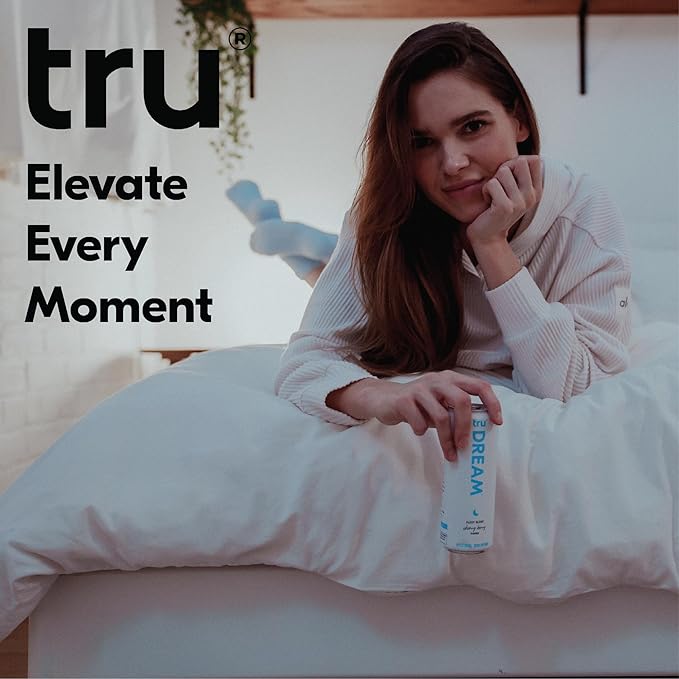 Tru Dream Seltzer, Calming Drink with Magnesium, GABA & Chamomile, Tart Cherry Flavor, Sparkling Water, Melatonin-Free, Kosher, Gluten-Free, Vegan, Low-Calorie, No Sugar Added, 12oz (Pack of 12)