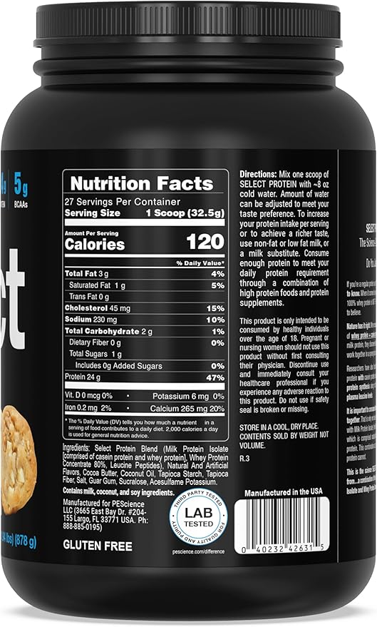 PEScience Select Low Carb Protein Powder, White Chocolate Macadamia, 27 Serving, Keto Friendly and Gluten Free