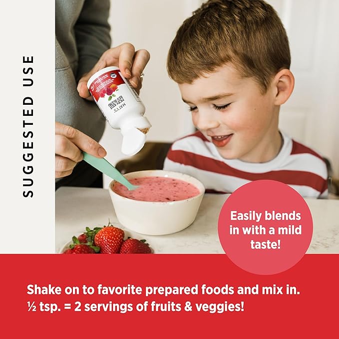 Matys Organic Picky Kids Red Blend, Fruit and Veggie Powder Supplement, Picky Eater Vitamins for Kids 4 Years +, Childrens Superfoods Powder for Meals with Berries, Beets, & Bananas, 1.6 Ounces