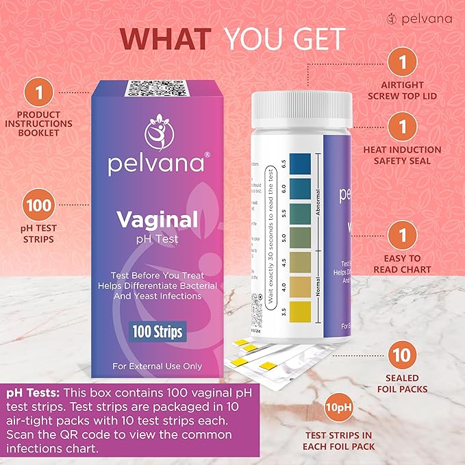 Pelvana Vaginal pH Balance Test Strips 100 Tests