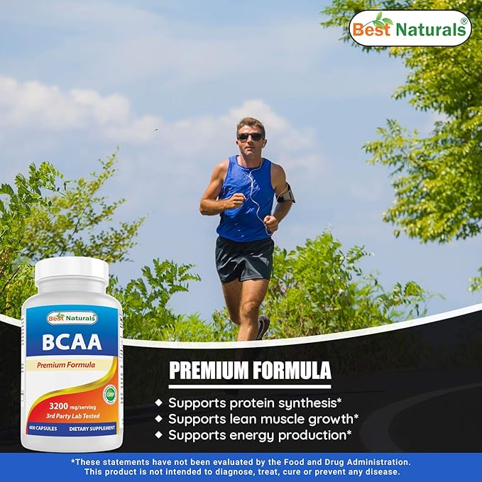 Best Naturals BCAA Branch Chain Amino 3200mg per 400 Capsules 100% Pure