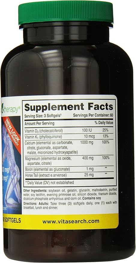 Phyto-Therapy Liquid Calcium with Magnesium Softgels, 1000 mg, 180 Count