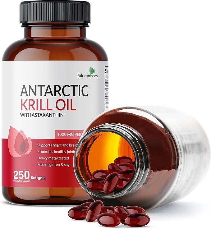 Futurebiotics Antarctic Krill Oil 1000mg Omega-3s EPA, 100% Pure 250 Softgels (125 Servings)