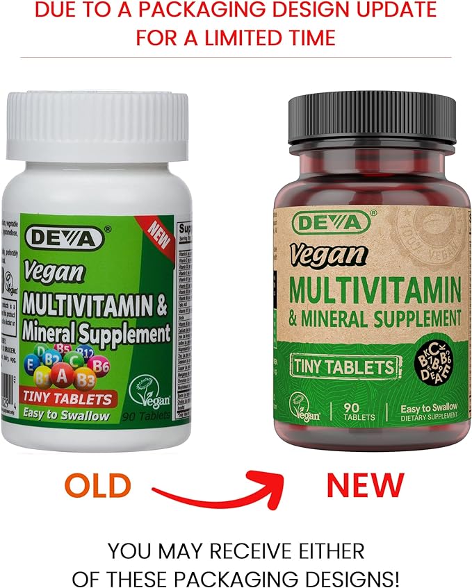 DEVA Tiny Tablets Vegan Multivitamins B12, Vitamin 90 Tablets