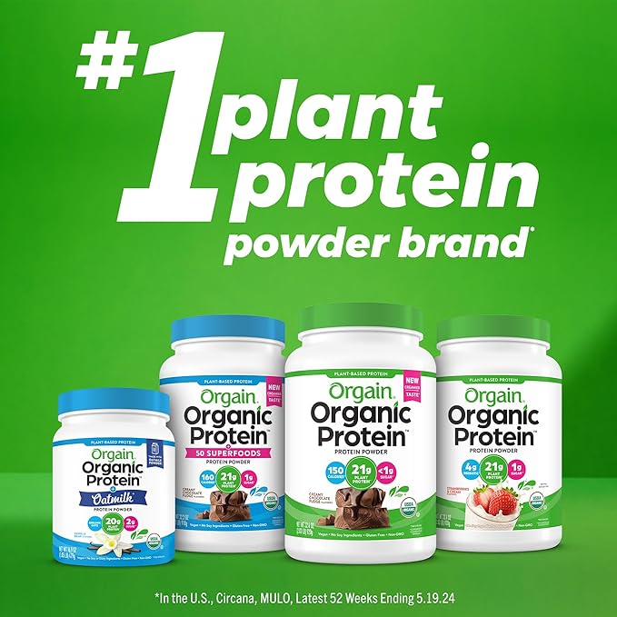 Orgain Organic Plant Based Protein + Superfoods Powder, 2.02 Pound (Pack of 1) - Packaging May Vary