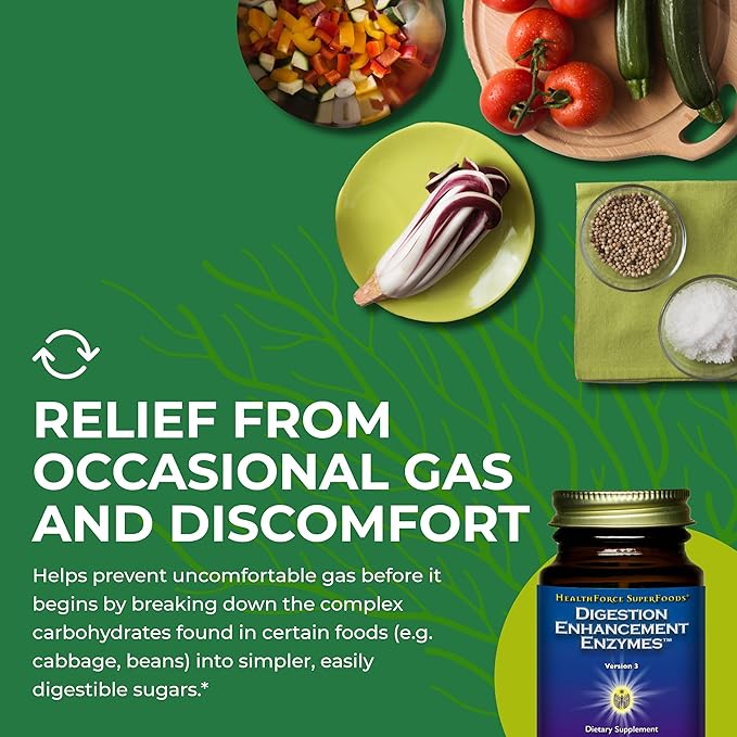 HEALTHFORCE SUPERFOODS Digestion Enhancement Enzymes 60 Vegan