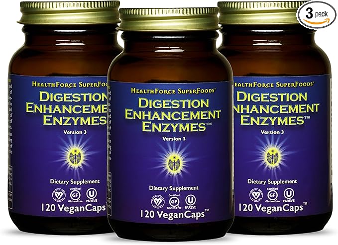 HEALTHFORCE SUPERFOODS Digestion Enhancement Enzymes 120 Vegan 3)