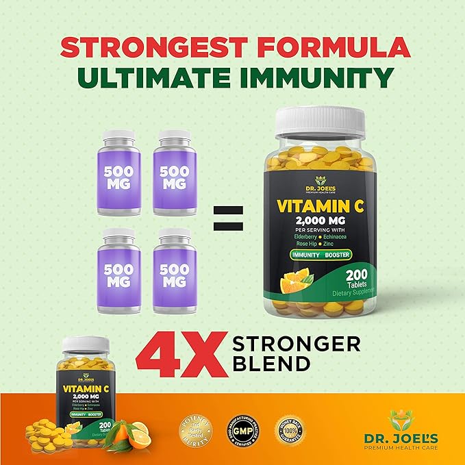 Dr. JOEL'S Immune Support Vitamin C 2000 mg 200 Tablets