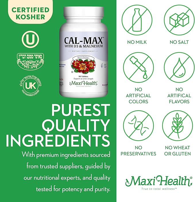 Maxi Health Calcium Magnesium Supplement D3 and (90 Tablets)