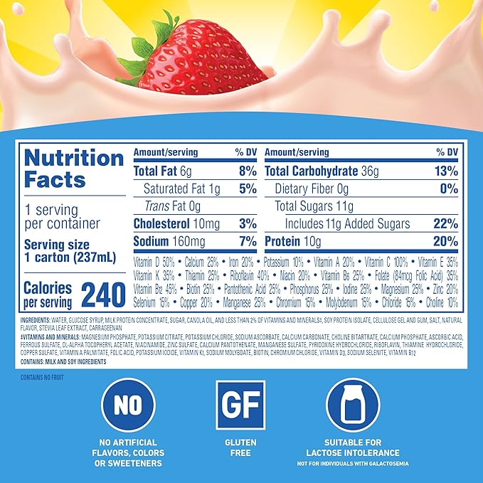 Carnation Breakfast Essentials Ready-to-Drink,Strawberry, 8 FL 24)