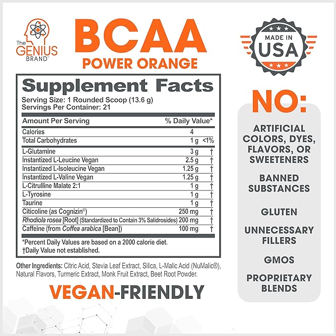 Genius BCAA Energy Powder, Orange