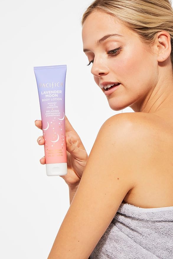 Pacifica Body Lotion – Lavender Scented Moon Relaxing Body Moisturizer Cream with Rose, Chamomile & Vitamin E, Lightweight, Vegan & Cruelty-Free Dermatologist Tested (1 Count)
