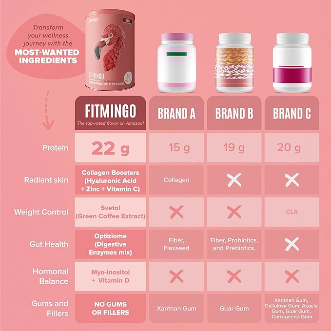 BIRDMAN Fitmingo Vegan Protein Powder with Inositol, Collagen Boosters, Hyaluronic Acid and Vitamins | Low Carb, Dairy Free, Low Calorie | 22g Plant Based Mocha Protein Powder with Myo-Inositol