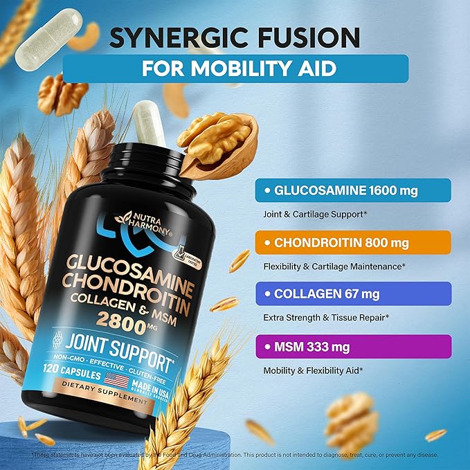 Glucosamine Chondroitin MSM Collagen 2800 mg 120 Capsules