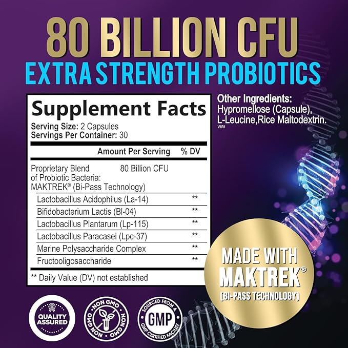 Probiotic Supplement 80 Billion CFU + 60 Capsules